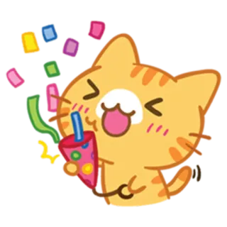🎉 猫, パーティー, お祝い, 紙吹雪, かわいい, 動物, 楽しい telegram sticker