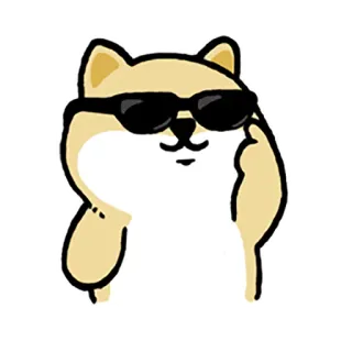😎 狗, 柴犬, 太阳镜, 中指, 冒犯手势, 卡通 whatsapp sticker