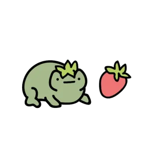 🍓 ếch, dâu tây, dễ thương, động vật, hoạt hình telegram sticker