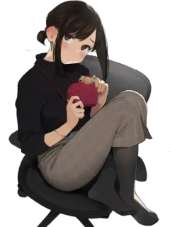 😍 Аниме, Мило, Девушка, Сидящая, Персонаж telegram sticker