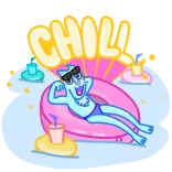 😎 CHILL! chill, relaxing, pool, summer, vacation, fun telegram sticker
