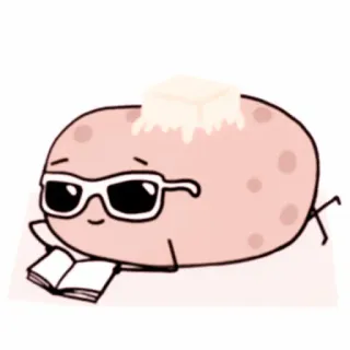 💭 aardappel, lezen, boter, zonnebril, cartoon, eten, chill whatsapp sticker