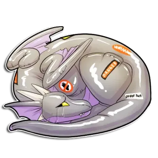 😭 WARNUNG DANGER DO NOT RUCK dragon, cartoon, inflatable, warning, danger, animal telegram sticker