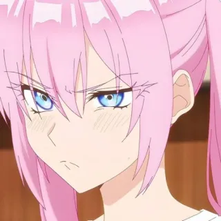 📎 Anime, Mädchen, Pinke Haare, Blaue Augen, Cartoon, Weiblich telegram sticker