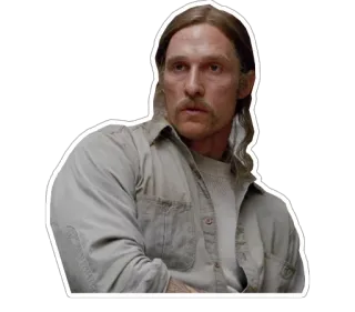 😳 Rust Cohle True Detective Раст Коул, Настоящий детектив, Мэттью МакКонахи, детектив, телешоу telegram sticker