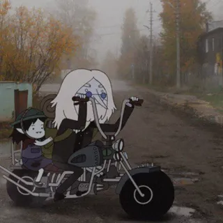😄 Ice King Adventure Time 漫画, オートバイ, アイスキング, アドベンチャー・タイム, アニメ, 面白い telegram sticker