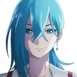 😑 Anime, Manga, rambut biru, karakter, potret telegram sticker