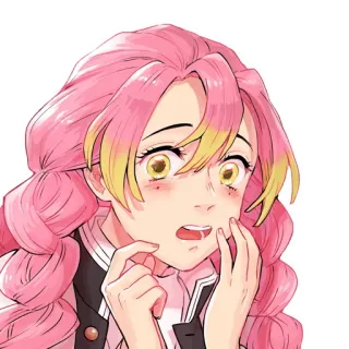 😨 Mitsuri Kanroji Demon Slayer Anime, Demon Slayer, Mitsuri, Kanroji, Capelli Rosa telegram sticker