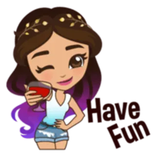 🍷 Have Fun fun, celebration, wine, girl, cartoon, party telegram sticker