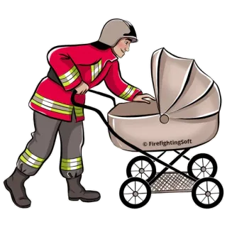 🍼 FirefightingSoft Feuerwehrmann, Baby, Kinderwagen, Uniform, Cartoon telegram sticker