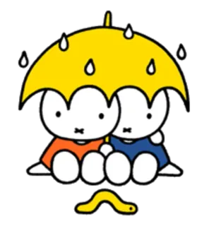 ☂️ Miffy Miffy, กระต่าย, น่ารัก, ร่ม, ฝน, การ์ตูน telegram sticker