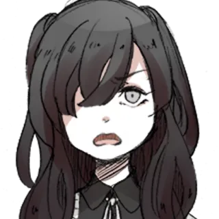 😠 Anime, Mädchen, Cartoon, Porträt, Monochrom whatsapp sticker
