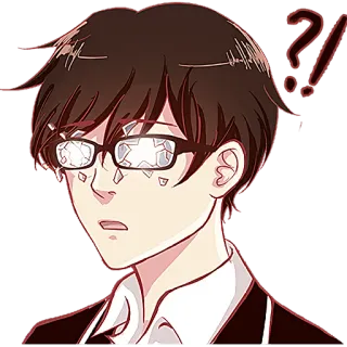 😰 Anime, Manga, Kartun, Kacamata, Bingung, Tanda tanya telegram sticker