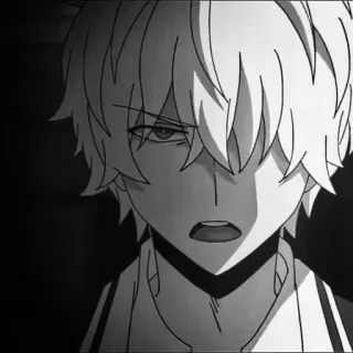 🍇 Anime, Manga, Czarno-białe, Męski, Postać, Chłopak telegram sticker