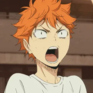 🍑 Hinata Shoyo Haikyuu!! anime, Hinata, Shoyo, Haikyuu, mangá, cabelo laranja, assustado, chocado telegram sticker