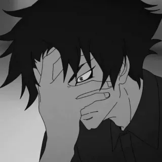 🔪 อนิเมะ, ตัวละคร, เศร้า, เอามือกุมหน้า telegram sticker