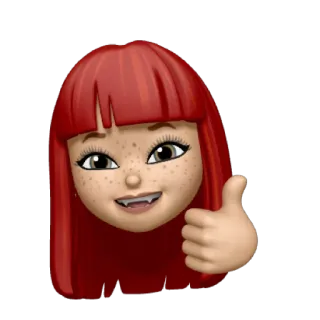 👍 Pollice in su, Emoji, Capelli rossi, Lentiggini, Positivo, Avatar telegram sticker