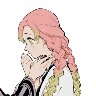 ❤️ Mitsuri Kanroji Demon Slayer Anime, Ragazza, Capelli rosa, Treccia, Demon Slayer telegram sticker