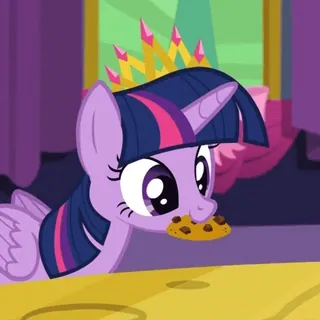 ❤️ Twilight Sparkle My Little Pony Cartoon, Pony, Keks, Twilight Sparkle, Krone, Essen, Magie telegram sticker