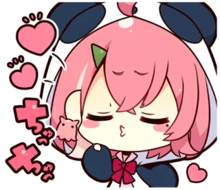 ❤️ すき animé, mignon, kawaii, panda, coeurs, amour, baiser telegram sticker