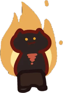 🔥 кот, огонь, мультфильм, животное, милый, пламя telegram sticker