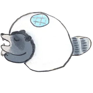 🧖‍♀️ procione, casco, animale, divertente, illustrazione telegram sticker