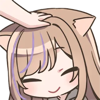 😊 Аниме, Мультфильм, Милый, Девушка-кошка, Погладить по голове, Каваий telegram sticker