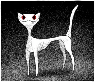 🐱 gato, arrepiante, monstro, animal, desenho, terror, assustador telegram sticker