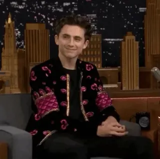 📯 Timothée Chalamet célébrité, acteur, homme, veste, interview telegram sticker