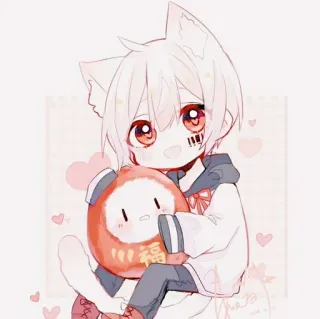 🎟 Anime, Kucing, Kawaii, Manga, Lucu, Boneka Daruma telegram sticker