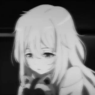 😞 Anime, Triste, Manga, Fille, Noir et blanc telegram sticker