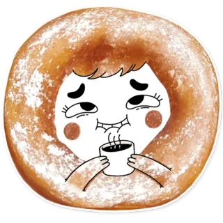 ☕️ donut, café, nourriture, dessin animé, dessert, boisson, kawaii, mignon telegram sticker