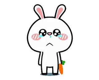 😭 kelinci, kelinci, sedih, menangis, wortel, kartun, kawaii telegram sticker