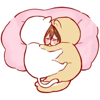 😴 kawaii, anime, dễ thương, ôm, ngủ, chibi telegram sticker