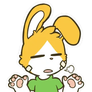 😕 кролик, животное, мультфильм, милый, каваи, наклейка whatsapp sticker