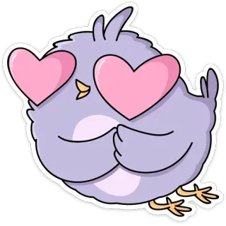 😍 นก, ความรัก, หัวใจ, น่ารัก, สติกเกอร์, การ์ตูน telegram sticker