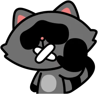 ❌ szop pracz, naklejka, zwierzę, słodki, kreskówka, postać, szary, zaklejone usta telegram sticker