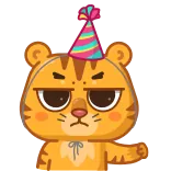 🎉 老虎, 派对, 卡通, 生气, 可爱, 动物, 贴纸 telegram sticker