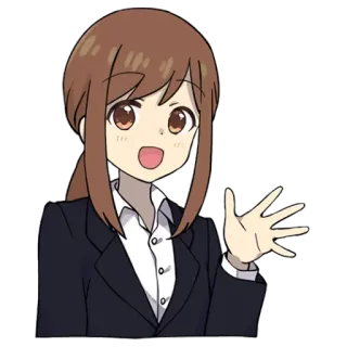 👋 Аниме, Девушка, Мультфильм, Дружелюбный, Привет, Машет telegram sticker