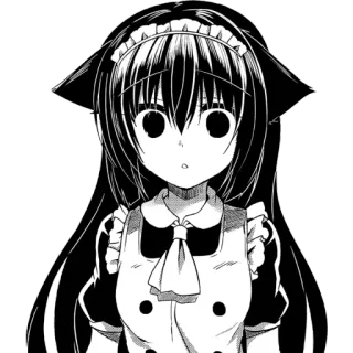 😯 anime, manga, maid, cat ears, kawaii, girl, black hair telegram sticker