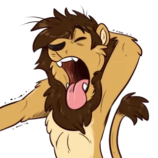 😴 león, animal, bostezo, peludo, dibujo animado telegram sticker