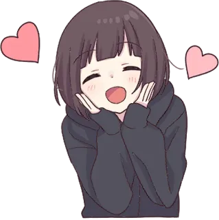 😍 Anime, Cartoni animati, Kawaii, Carino, Cuori, Felice telegram sticker