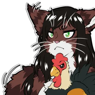 😡 cat, chicken, animal, cartoon, sticker telegram sticker