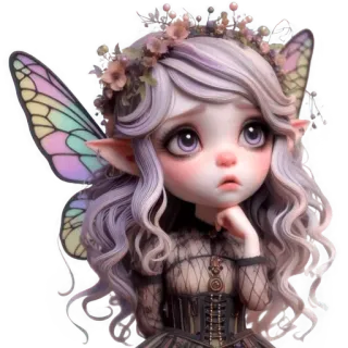 🤨 fairy fairy, fantasy, cute, pastel, magical, wings, floral crown telegram sticker
