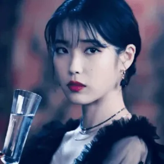 ✨️ IU IU, singer, actress, Korean, celebrity, drink, glass, portrait telegram sticker