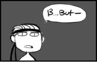😟 B... But- speech bubble, comic, cartoon, person, headband, talking telegram sticker