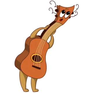 😳 cartoon, gitaar, muziekinstrument, animatie, schattig, personage telegram sticker