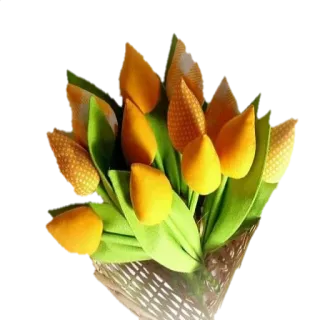 🌼 tulpen, strauß, blumen, gelb, korb, handgemacht, handwerk, floral telegram sticker