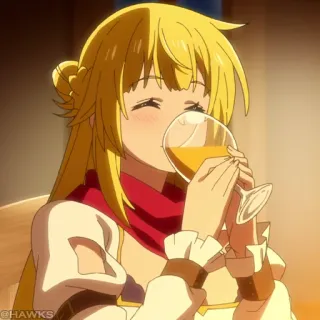 ⚔️ Anime, Vrouw, Drinken, Wijn, Proost telegram sticker