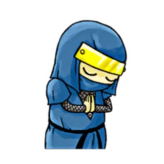 🙏 Ninja, Dessin animé, Personnage, Bleu, Spirituel, Paisible, Méditation telegram sticker